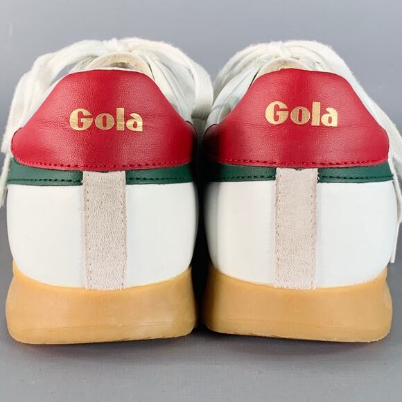 GOLA Size 10 Torpedo White Green Red Leather Suede Low Top Sneakers - Picture 3 of 8